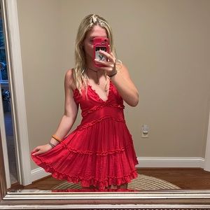 Bright red angel biba dress